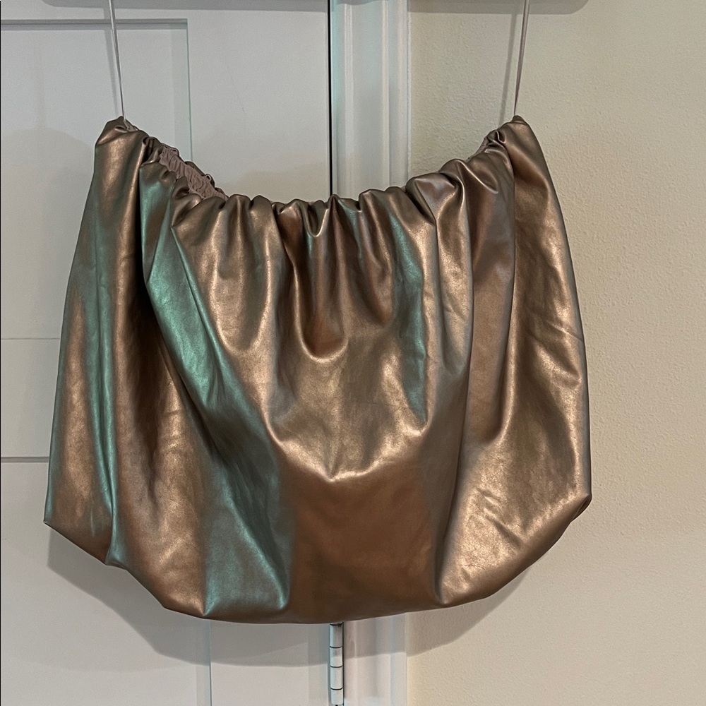 Anthropologie 4SI3NNA Metallic Bronze Brown Bubble Strapless Crop Top Medium NWT